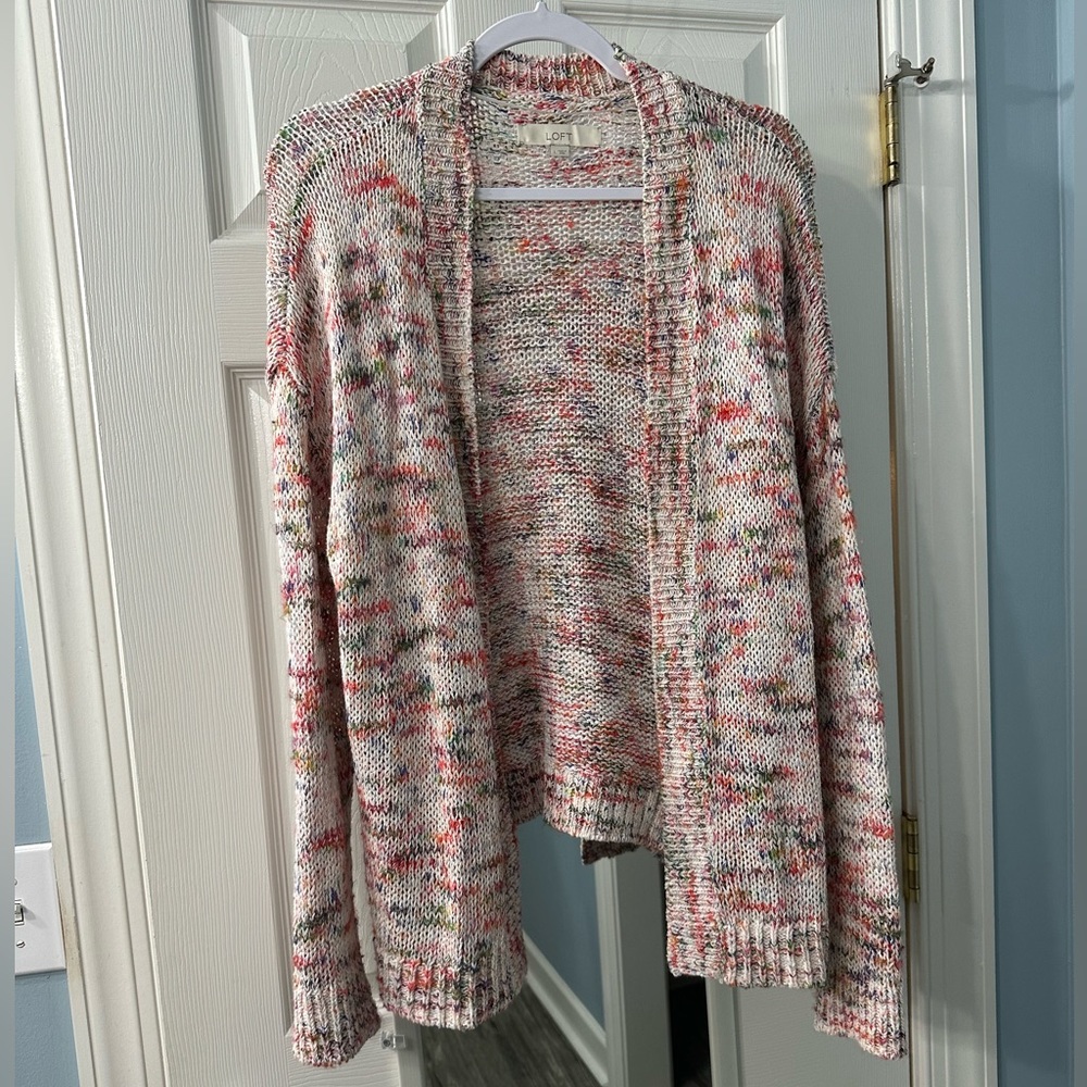 LOFT multi colored open cardigan sweater